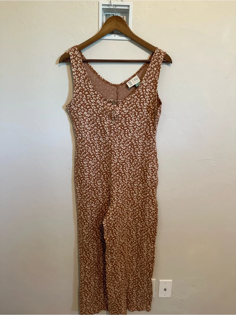 Saturday Sunday Anthropologie Leopard Henley Jumpsuit Size Small